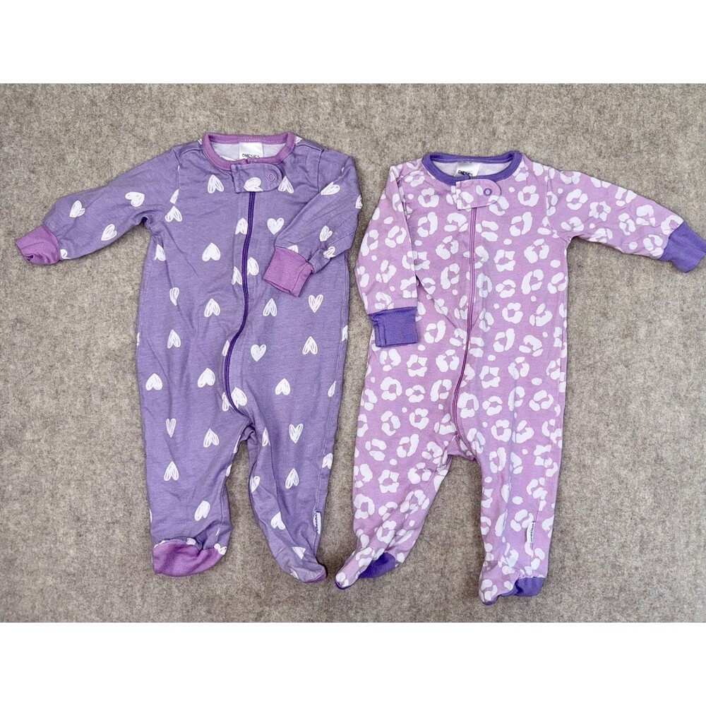 Girls 0-3 Month Set Of 2 Purple Full Zip 100% Cotton